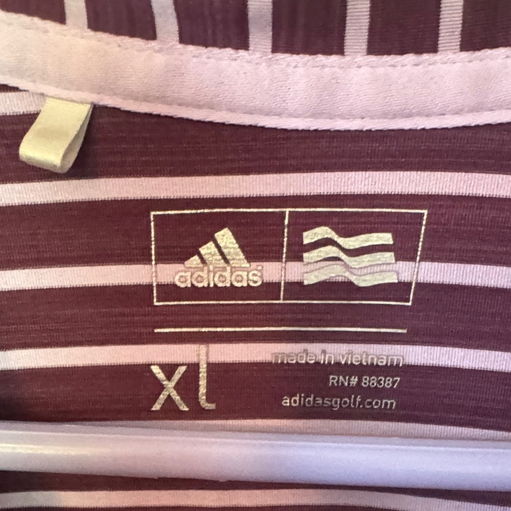 Adidas Maroon Striped Women's Top - Picture 3 of 4